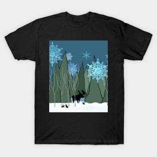 Wildlife in the Silent Snowy Forest T-Shirt